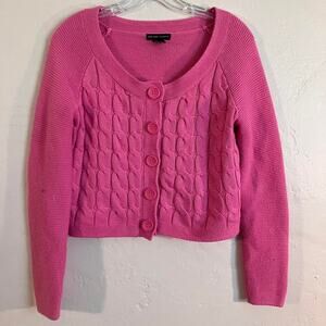 New York & Company Light Pink Cable Knit Crop‎ Top Cardigan